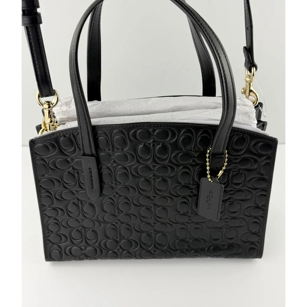 NEW Coach Charlie Carryall 28 Women's Signature Leather Shoulder Bag Black 51665